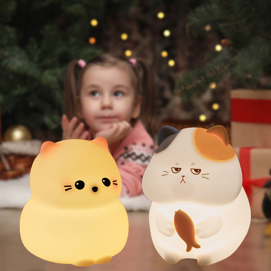 Baby Nursery Table Lamp - Lampu malam Led kucing silikon, lampu
