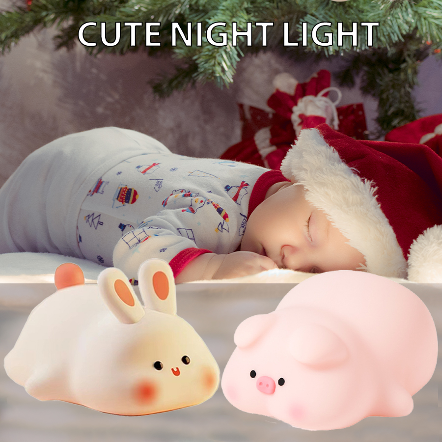 Baby Nursery Table Lamp - Piggy lampu malam Led silikon, lampu