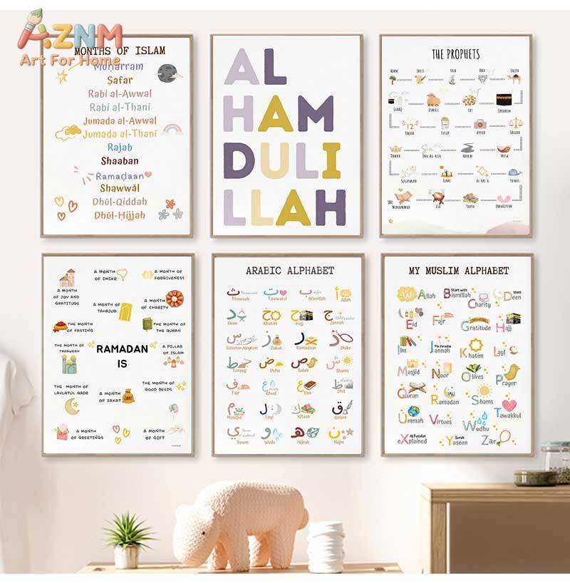 Baby Nursery Art - Islam Muslim Nabi Alfabet Arab Allah