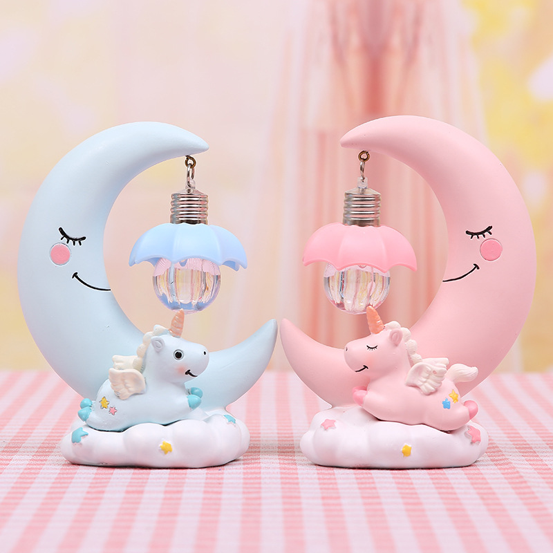 Baby Nursery Table Lamp - Kartun Bulan Unicorn Malam Lampu LED