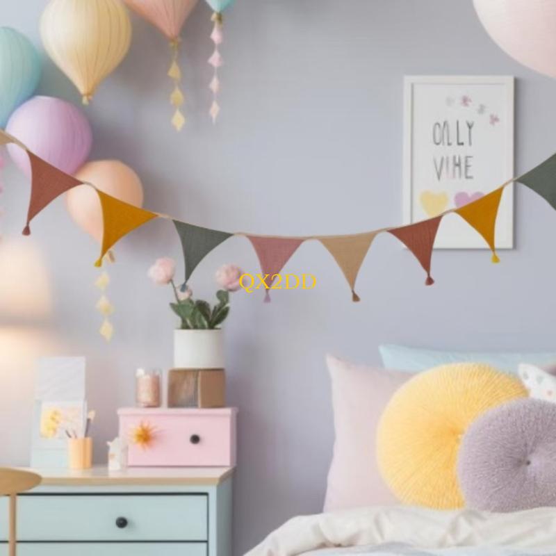 Baby Nursery Bunting - QX2D Spanduk Bunting Kain Lembut Bendera