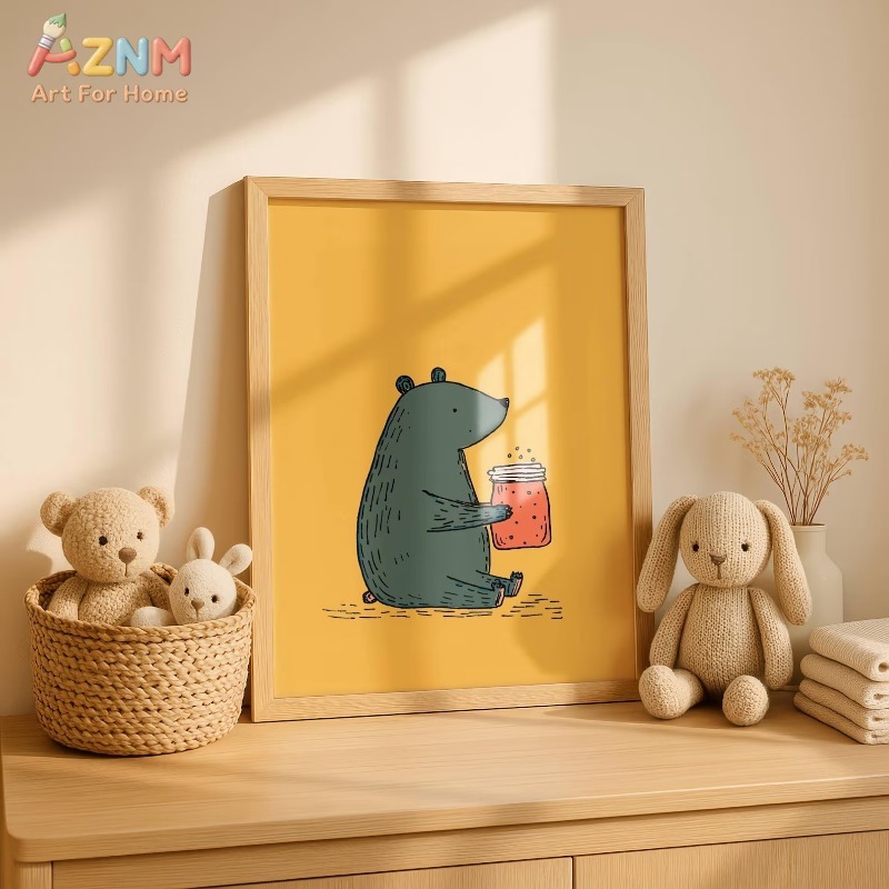 AZNM Kartun Beruang Toples Mad - Baby Nursery Art ulasan dan harga