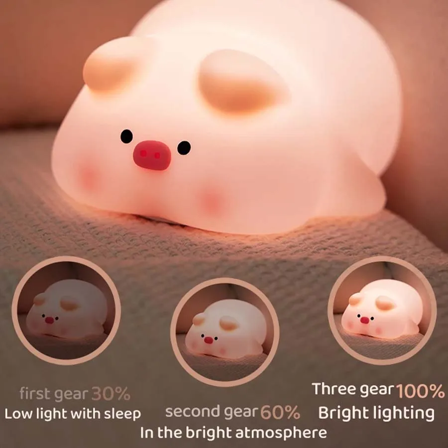 Piggy lampu malam Led silikon, - Baby Nursery Table Lamp ulasan dan harga