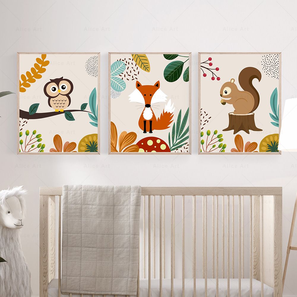 Boho Monyet Singa Jerapah Buru - Baby Nursery Art ulasan dan harga