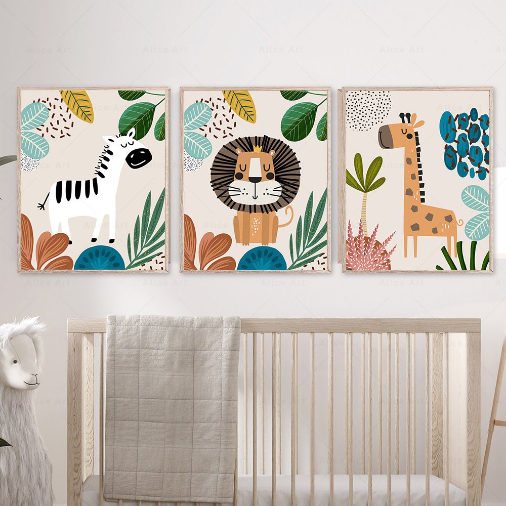 Boho Monyet Singa Jerapah Buru - Baby Nursery Art ulasan dan harga