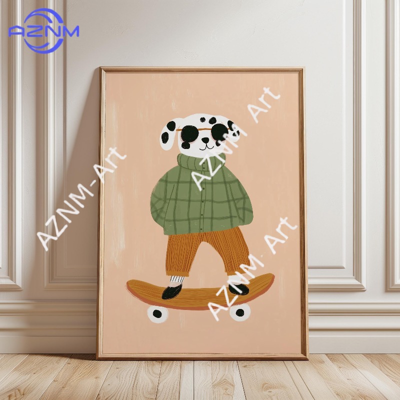 1 Buah Poster Skateboard Hewan - Baby Nursery Art ulasan dan harga