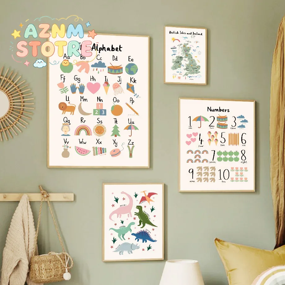 Peta Dunia Hewan, Alfabet Dino - Baby Nursery Art ulasan dan harga