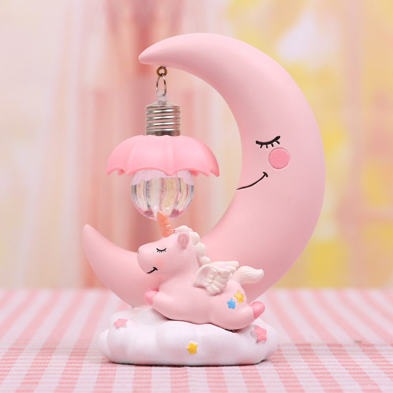 Kartun Bulan Unicorn Malam Lam - Baby Nursery Table Lamp ulasan dan harga